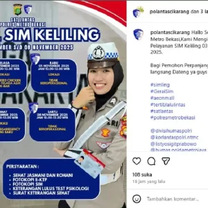 SIM Keliling Kabupaten Bekasi Senin 3 November 2025 di Tambun Selatan