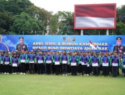 Kapolri Pimpin Apel “Nyago Bumi Sriwijaya Aman Bae”, Dankorbrimob Polri Hadir Bersama Ribuan Ojol dan Buruh di Palembang