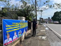 Polres Muara Enim Pasang Spanduk Himbauan Mudik Lebaran