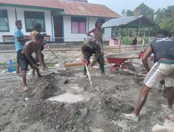 Semangat Kebersamaan, Satgas TMMD dan Masyarakat Bergotong Royong Membangun Jalan Kampung Yamboi